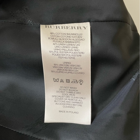 Burberry London Cotton Linen Double Breasted A-Line Peacoat Charcoal Gray - Picture 6 of 12